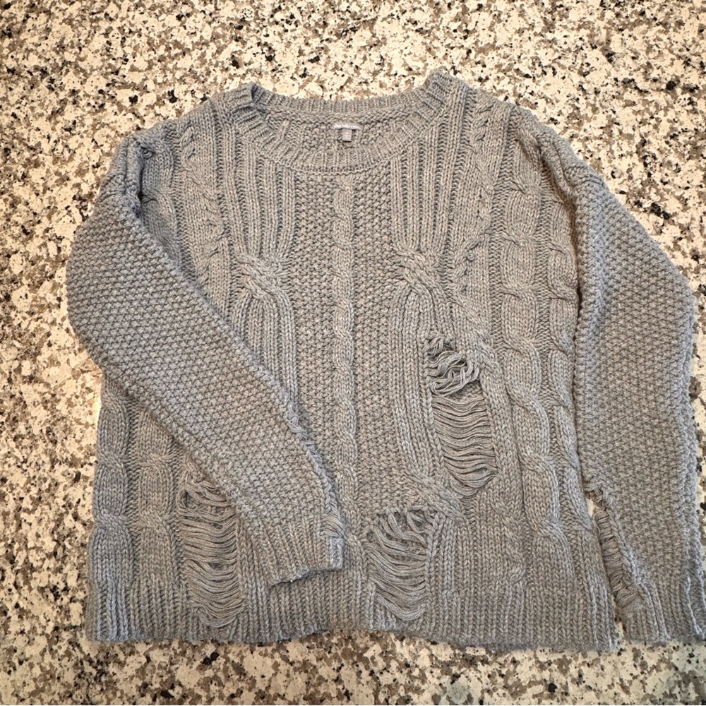 Grey distressed sweater, Charlotte Russe Size M.